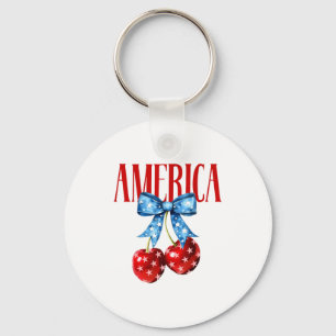 Amerikanische Coquette Kirsch-Schleife Patriotisch Schlüsselanhänger