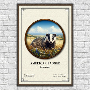 Amerikanische Dachs Zoologie-Serie Poster