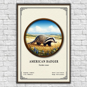 Amerikanische Dachs Zoologie Serie Poster