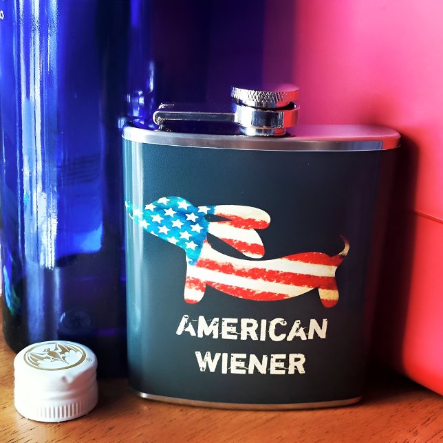 Amerikanische Dackel Dog Dackel Flasche Flachmann (American Wiener flask for wiener dog dads)