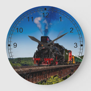 Amerikanische Dampf-Zug-Lokomotive Große Wanduhr