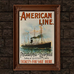 Amerikanische Dampfschiffwerbung im Vintage-Stil Poster