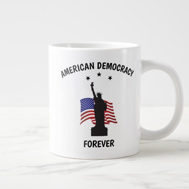 Amerikanische Demokratie für immer mit Fahne Jumbo-Tasse (Rechts)