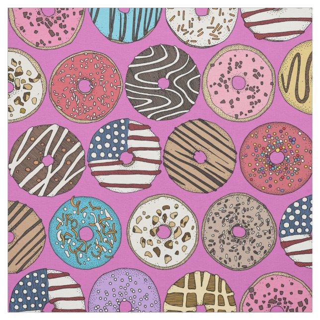 Amerikanische Donuts rosa Stoff (Muster)