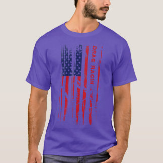 Amerikanische Drag-Racing-Flagge Patriotischer Ren T-Shirt