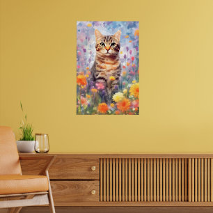 Amerikanische Drahthaarterrier Katze farbige Aquar Poster
