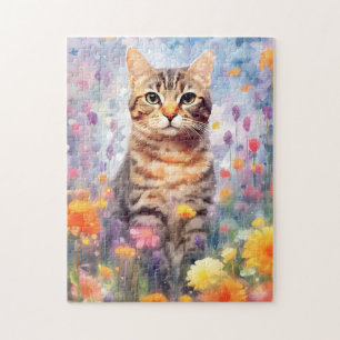 Amerikanische Drahthaarterrier Katze farbige Aquar Puzzle