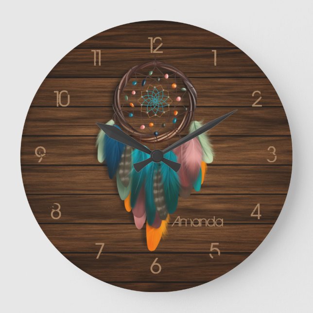 Amerikanische Dreamcatcher-Großuhr Große Wanduhr (Vorderseite)