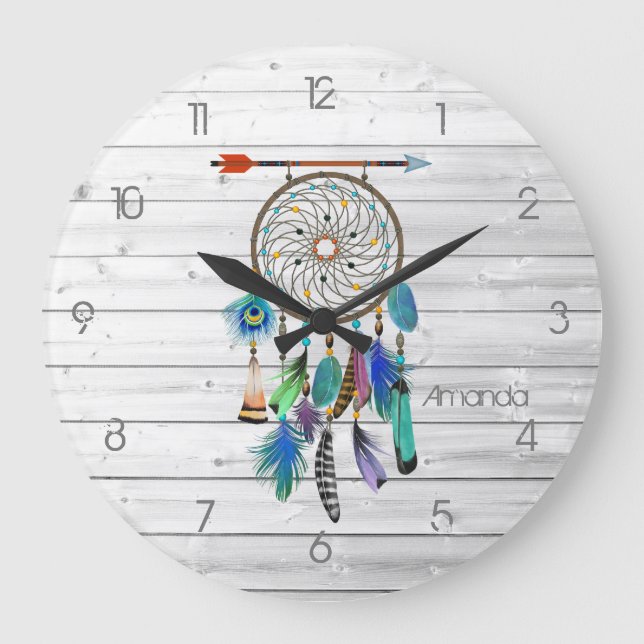 Amerikanische Dreamcatcher Großuhr Große Wanduhr (Vorderseite)