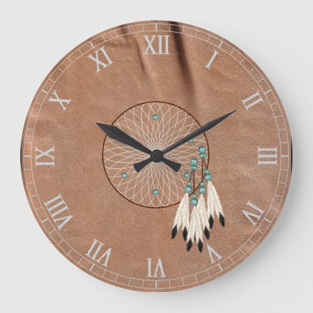 Amerikanische Dreamcatcher-Wall-Uhr Große Wanduhr (Vorderseite)