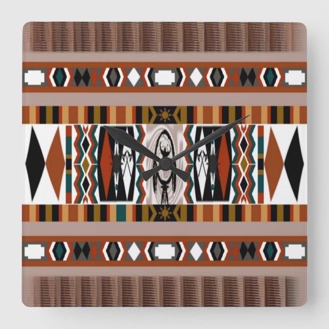 Amerikanische Dreamcatcher-Wall-Uhr Quadratische Wanduhr (Vorderseite)