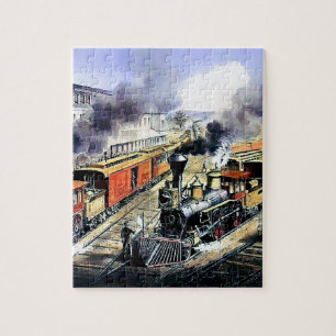 Amerikanische Eisenbahndampflokomotiven-Züge Puzzle