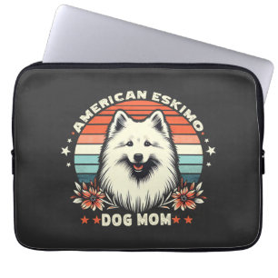 Amerikanische Eskimo-Hunde-Mama in Vintager Stille Laptopschutzhülle