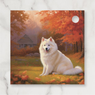 Amerikanische Eskimo im Herbst Leaves Fall Inspiri Geschenkanhänger