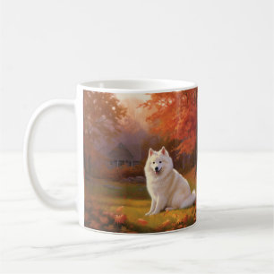 Amerikanische Eskimo im Herbst Leaves Fall Inspiri Kaffeetasse