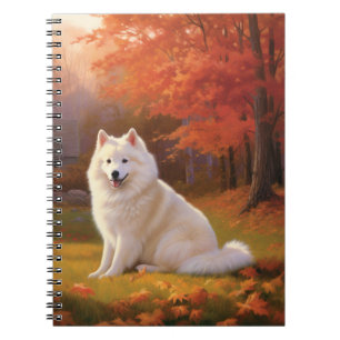 Amerikanische Eskimo im Herbst Leaves Fall Inspiri Notizblock
