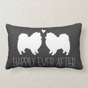 Amerikanische Eskimohunde mit Herzen und Text Lendenkissen