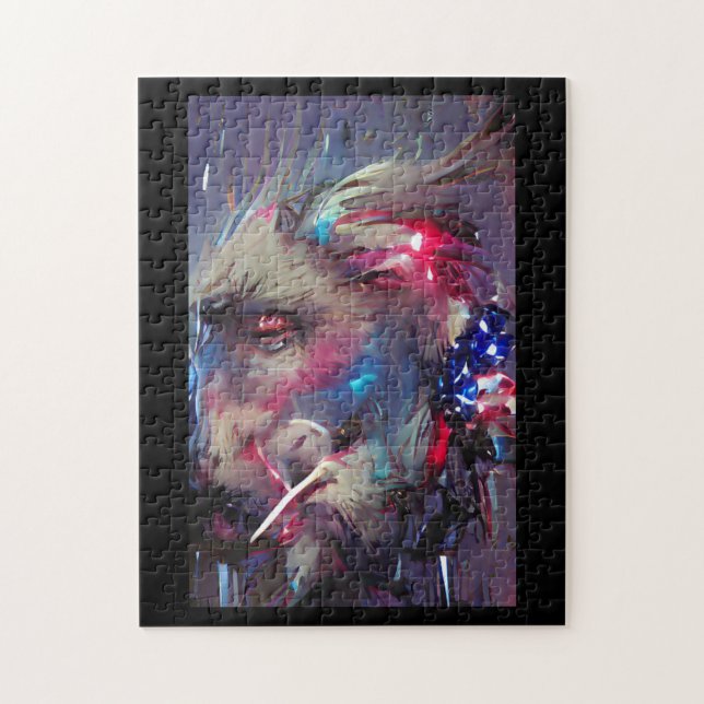 Amerikanische Fahne 4. Juli Furry abstrakte Kunst Puzzle (Vertikal)