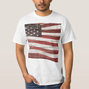 Amerikanische Fahne auf Holztextur gestrichen T-Shirt
