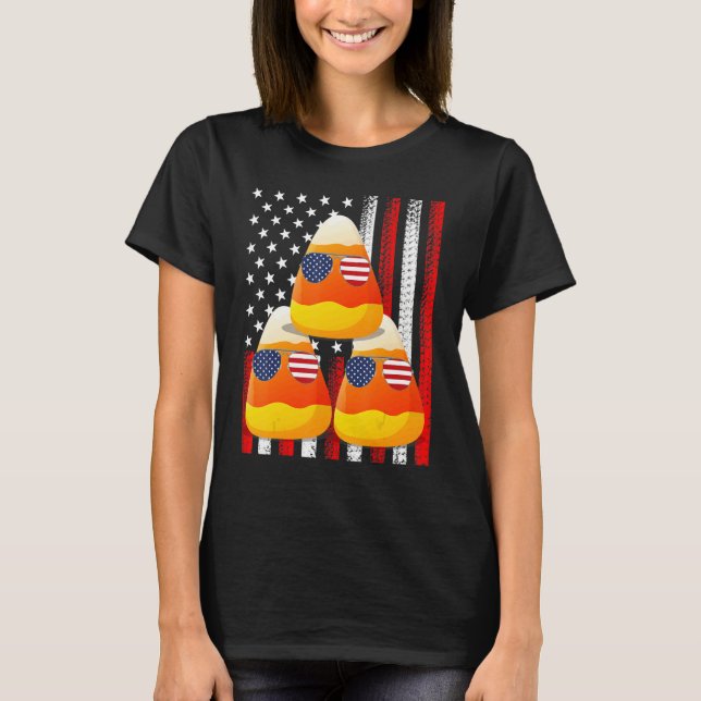 Amerikanische Fahne Candy Corn 4. Juli Patrioti T-Shirt (Vorderseite)