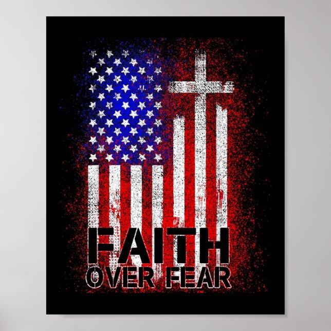 Amerikanische Fahne Cross Weihnachten Patriotic Re Poster (Vorne)