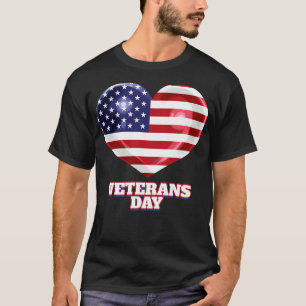 Amerikanische Fahne Herz für Veteranen T-Shirt