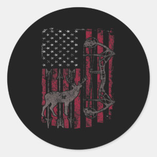 Amerikanische Fahne Hirsche Jagd Patriotische Bedr Runder Aufkleber