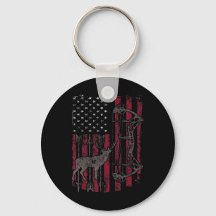 Amerikanische Fahne Hirsche Jagd Patriotische Bedr Schlüsselanhänger