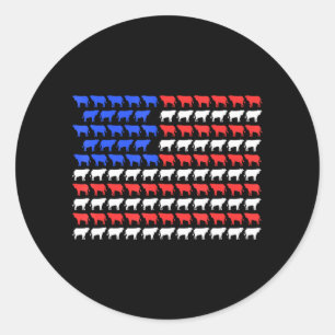 Amerikanische Fahne Kuh Bauer Farm der Tiere Runder Aufkleber
