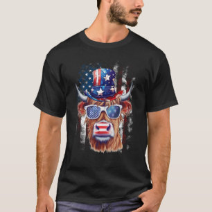 Amerikanische Fahne Kuh Vintag Farm Animal Patriot T-Shirt