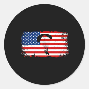 Amerikanische Fahne Powered Paragliding Paramotori Runder Aufkleber