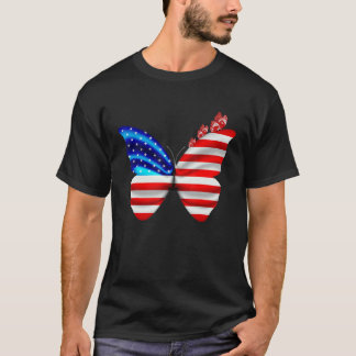 Amerikanische Fahne Schmetterling 4. Juli Patrioti T-Shirt