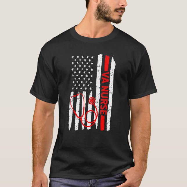 Amerikanische Fahne Va Nurse T-Shirt (Vorderseite)