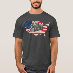 Amerikanische Fahnen-Schnellbahn und Smokey-Bahn T-Shirt