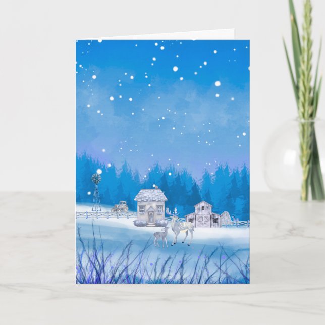 Amerikanische Farm-Signatur-Faltferienkarte Feiertagskarte (Vorderseite)