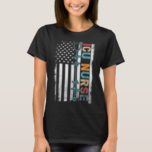 Amerikanische Flag Intensivstation ICU Nurses Nurs T-Shirt