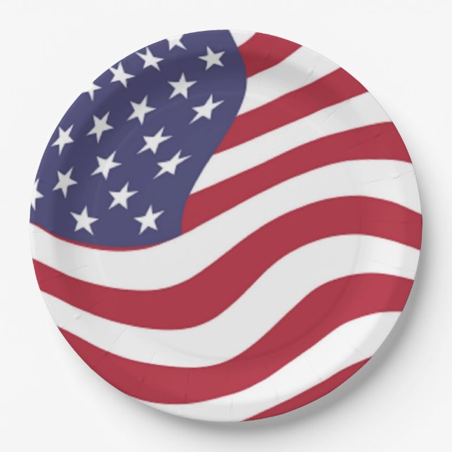 AMERIKANISCHE FLAG PAPPTELLER (Vorderseite)