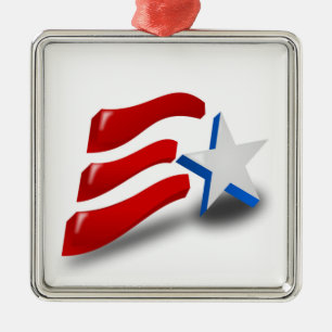 AMERIKANISCHE FLAG SILBERNES ORNAMENT