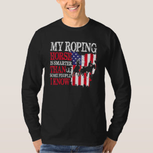 Amerikanische Flag Team Roping Pferd 4. Juli Patri T-Shirt