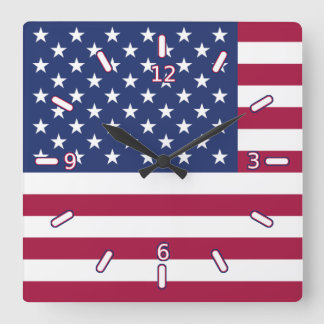 Amerikanische Flag-Uhr (mit Zahlen) Quadratische Wanduhr