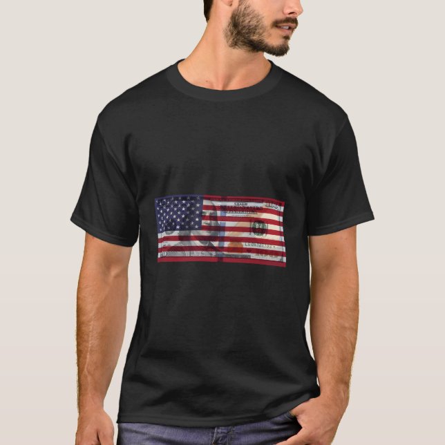 Amerikanische Flagge 100 Dollar Bill Hoodie T-Shirt (Vorderseite)