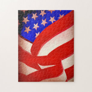 Amerikanische Flagge 11x14 Fotopuzzle mit Geschenk