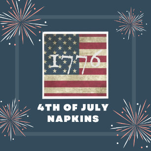 Amerikanische Flagge 1776 Fourth Of July Party Serviette
