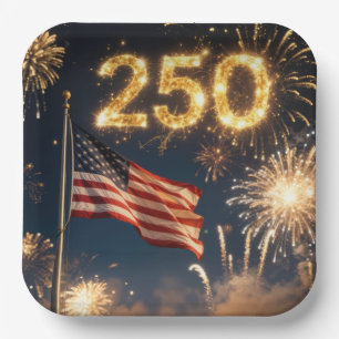 Amerikanische Flagge 250. Geburtstagsfeier Pappteller