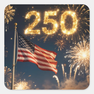 Amerikanische Flagge 250. Geburtstagsfeier Quadratischer Aufkleber