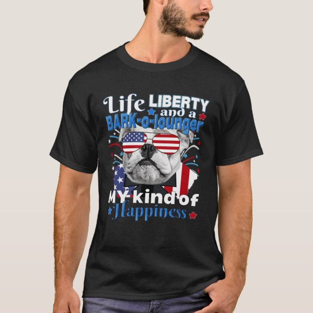 Amerikanische Flagge 4 Bulldog Life Liberty Bark L T-Shirt (Vorderseite)
