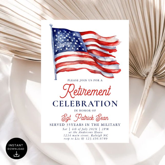 Amerikanische Flagge 4. Juli Army Retirement Einladung (Von Creator hochgeladen)