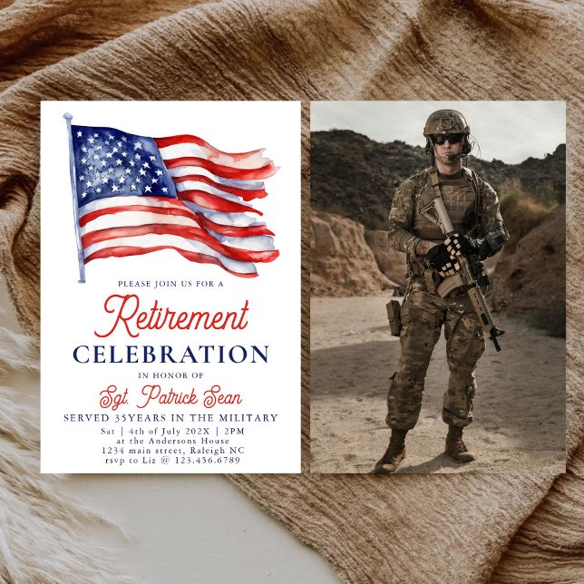 Amerikanische Flagge 4. Juli Army Retirement Einladung (Von Creator hochgeladen)