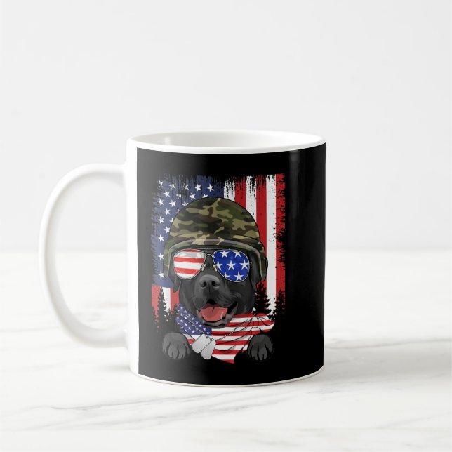 Amerikanische Flagge 4. Juli Black Labrador Vetera Kaffeetasse (Links)