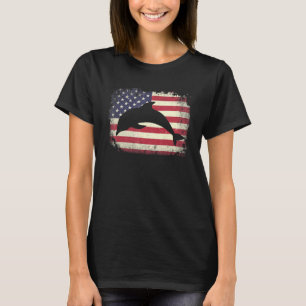 Amerikanische Flagge 4. Juli Delphin Vater Mama De T-Shirt